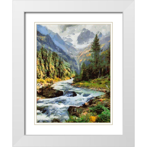 Stream in the Mountains VI White Modern Wood Framed Art Print with Double Matting by Medeiros, Celito