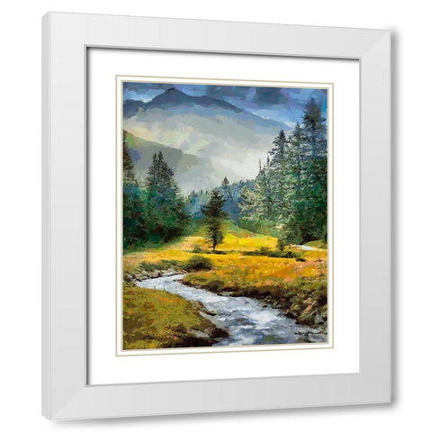 Stream in the Mountains VII White Modern Wood Framed Art Print with Double Matting by Medeiros, Celito