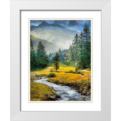 Stream in the Mountains VII White Modern Wood Framed Art Print with Double Matting by Medeiros, Celito