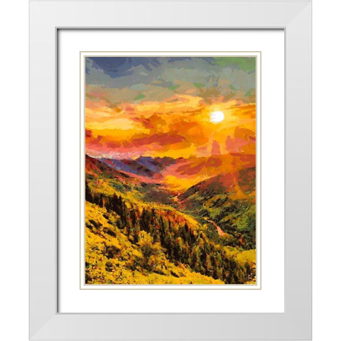 Sunset in the Mountains I White Modern Wood Framed Art Print with Double Matting by Medeiros, Celito