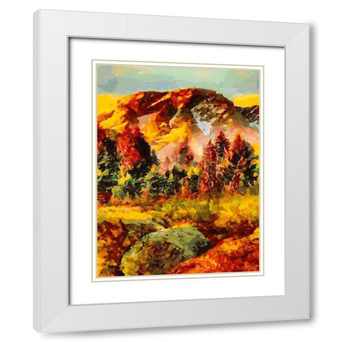 Golden Autumn in the Mountains II White Modern Wood Framed Art Print with Double Matting by Medeiros, Celito