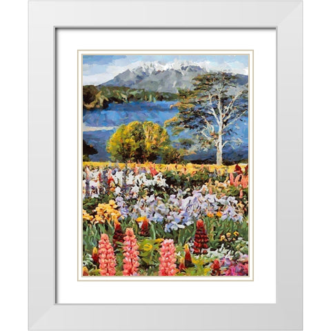 Lupine Flowers  White Modern Wood Framed Art Print with Double Matting by Medeiros, Celito