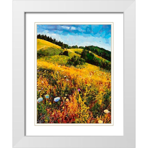 Mountains Meadow I White Modern Wood Framed Art Print with Double Matting by Medeiros, Celito