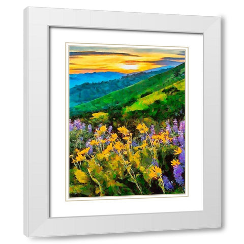 Mountains Meadow II White Modern Wood Framed Art Print with Double Matting by Medeiros, Celito