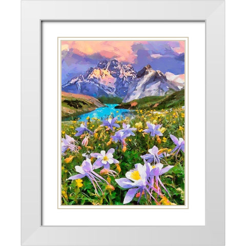 Mountains Meadow III White Modern Wood Framed Art Print with Double Matting by Medeiros, Celito