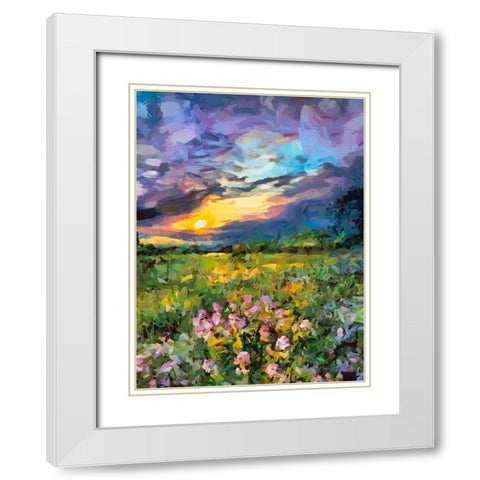 Mountains Meadow IV White Modern Wood Framed Art Print with Double Matting by Medeiros, Celito