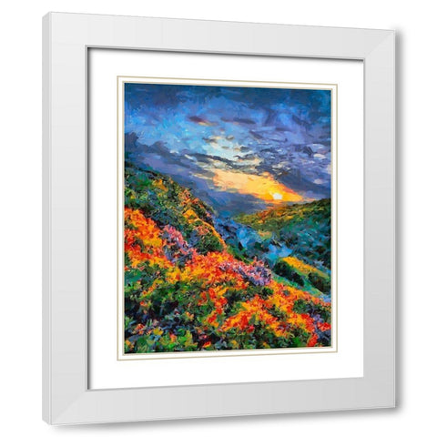 Mountains Meadow V White Modern Wood Framed Art Print with Double Matting by Medeiros, Celito