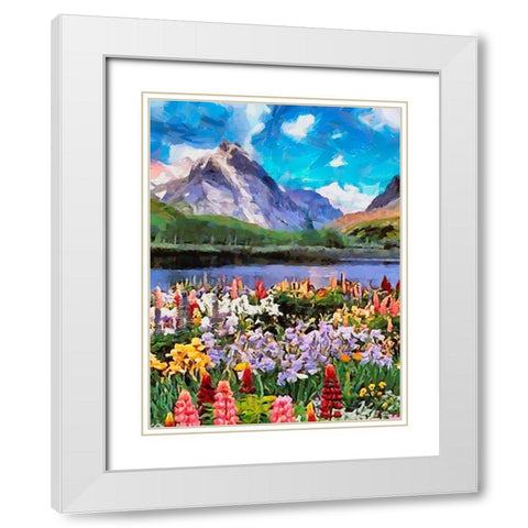 Mountains Meadow VI White Modern Wood Framed Art Print with Double Matting by Medeiros, Celito