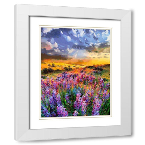 Mountains Meadow VII White Modern Wood Framed Art Print with Double Matting by Medeiros, Celito