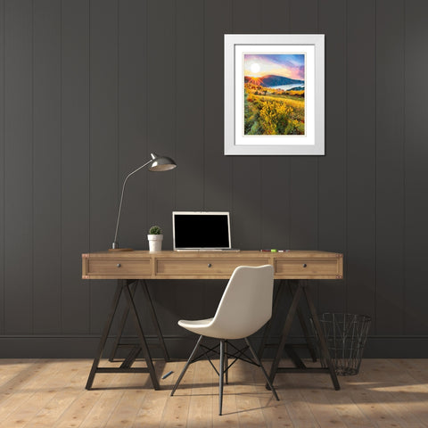 Mountains Meadow VIII White Modern Wood Framed Art Print with Double Matting by Medeiros, Celito