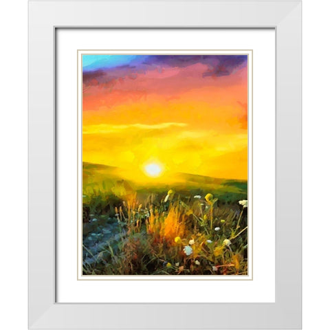 Fresh Sunrise White Modern Wood Framed Art Print with Double Matting by Medeiros, Celito