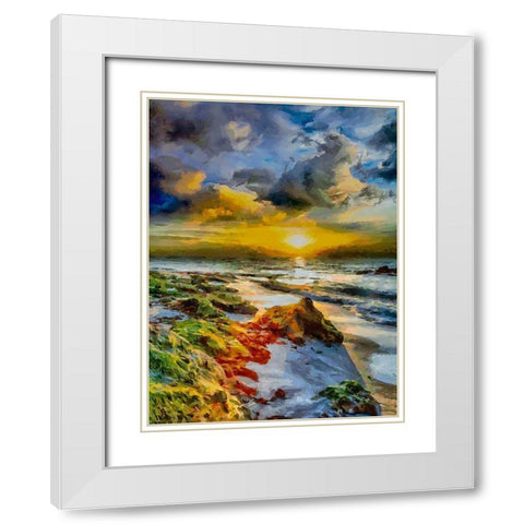 Romantic Sunset II White Modern Wood Framed Art Print with Double Matting by Medeiros, Celito