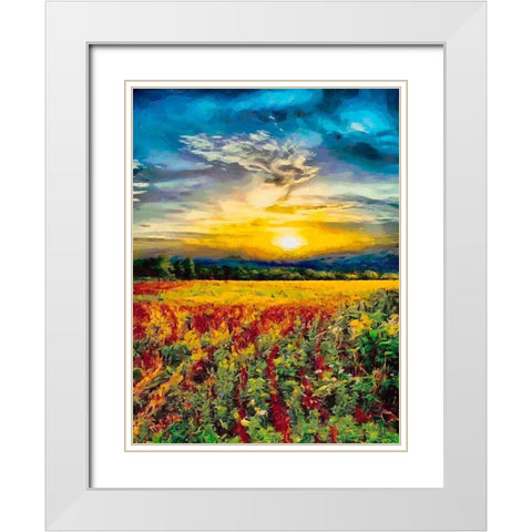 Romantic Sunset III White Modern Wood Framed Art Print with Double Matting by Medeiros, Celito