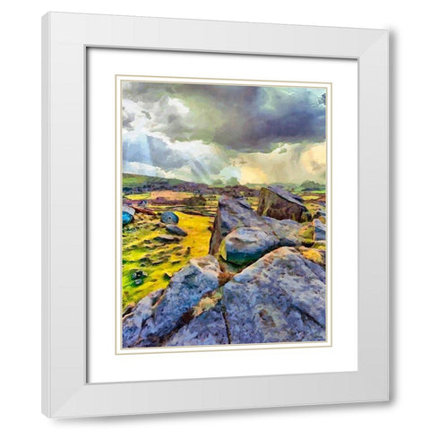 White Rocks White Modern Wood Framed Art Print with Double Matting by Medeiros, Celito