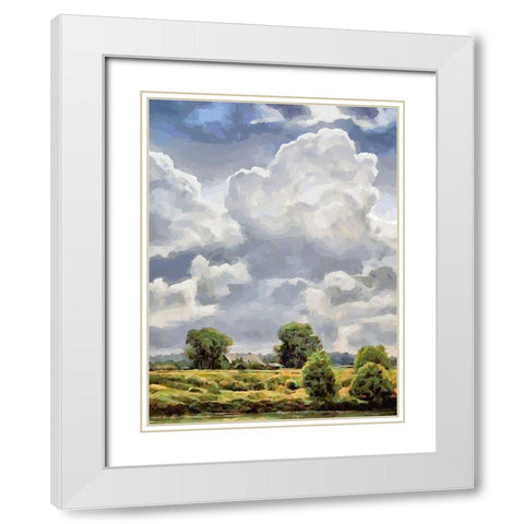 White Clouds I White Modern Wood Framed Art Print with Double Matting by Medeiros, Celito