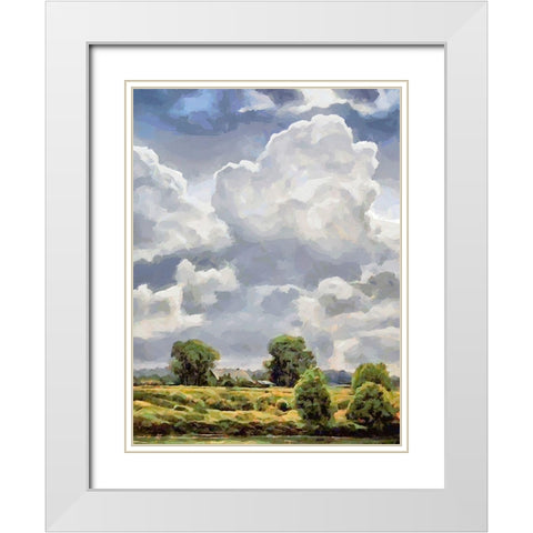 White Clouds I White Modern Wood Framed Art Print with Double Matting by Medeiros, Celito