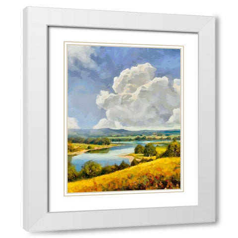 White Clouds II White Modern Wood Framed Art Print with Double Matting by Medeiros, Celito