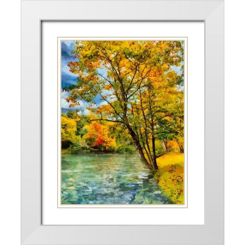 Golden Autumn White Modern Wood Framed Art Print with Double Matting by Medeiros, Celito