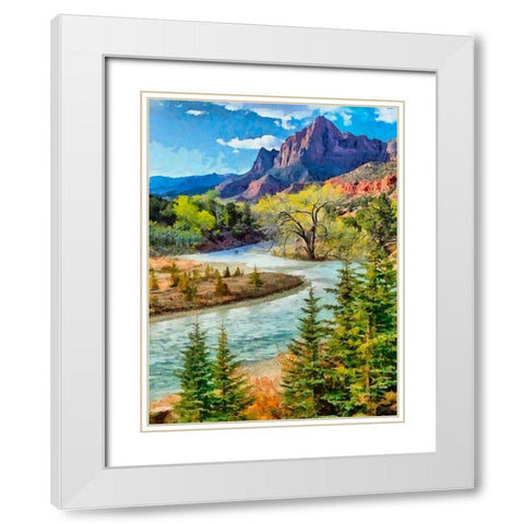 River in the Mountains White Modern Wood Framed Art Print with Double Matting by Medeiros, Celito