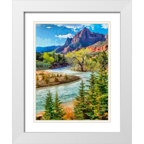 River in the Mountains White Modern Wood Framed Art Print with Double Matting by Medeiros, Celito