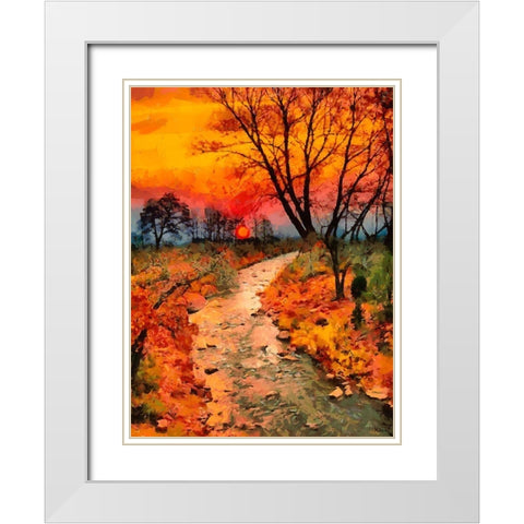Sunset in late Fall White Modern Wood Framed Art Print with Double Matting by Medeiros, Celito