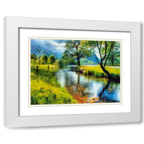 Slowly River White Modern Wood Framed Art Print with Double Matting by Medeiros, Celito