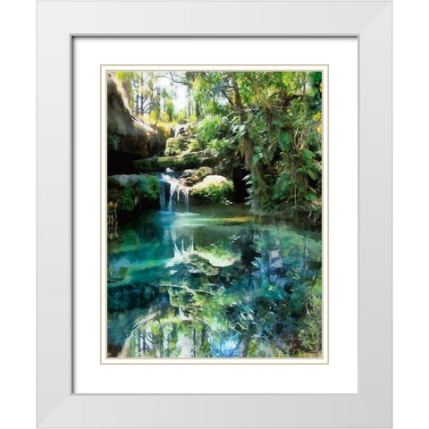 Small Watterfall White Modern Wood Framed Art Print with Double Matting by Medeiros, Celito