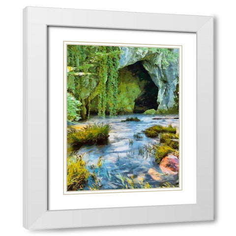 River between Rocks II White Modern Wood Framed Art Print with Double Matting by Medeiros, Celito