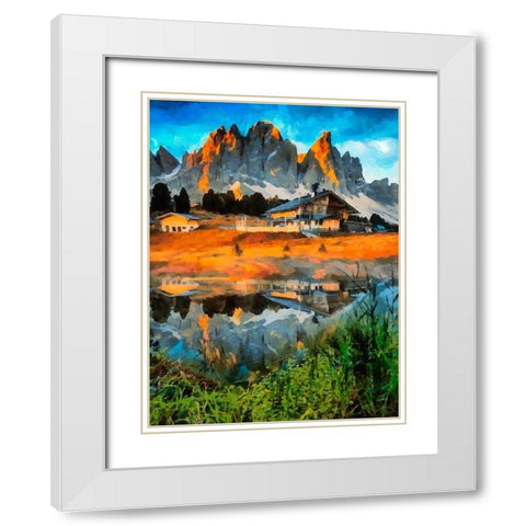 Dolomity Mountains II White Modern Wood Framed Art Print with Double Matting by Medeiros, Celito