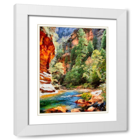 River between Rocks III White Modern Wood Framed Art Print with Double Matting by Medeiros, Celito