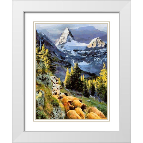 Sheeps near Matternhorn in Alps White Modern Wood Framed Art Print with Double Matting by Medeiros, Celito