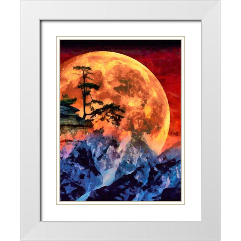 Bloody Full Moon White Modern Wood Framed Art Print with Double Matting by Medeiros, Celito