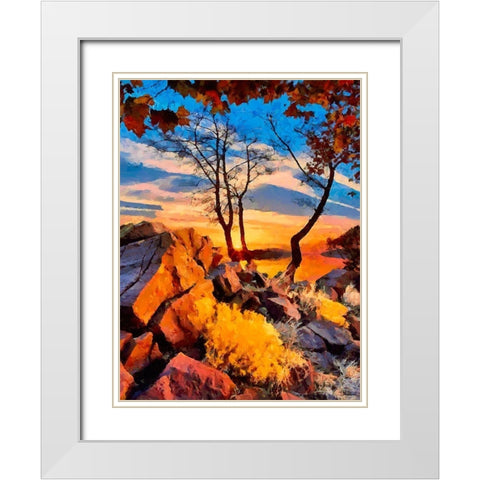 Golden Sunset White Modern Wood Framed Art Print with Double Matting by Medeiros, Celito