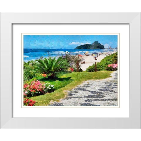 Beach in Rio II White Modern Wood Framed Art Print with Double Matting by Medeiros, Celito