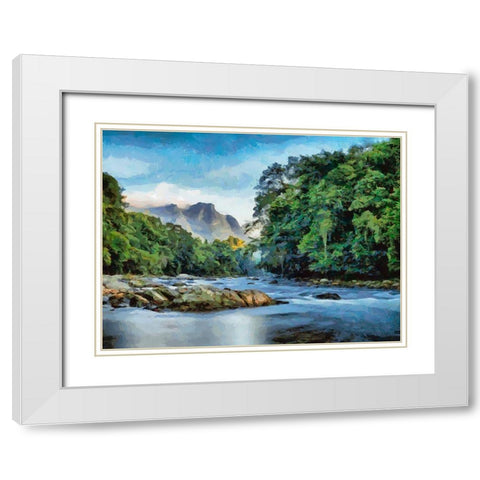 Big River White Modern Wood Framed Art Print with Double Matting by Medeiros, Celito
