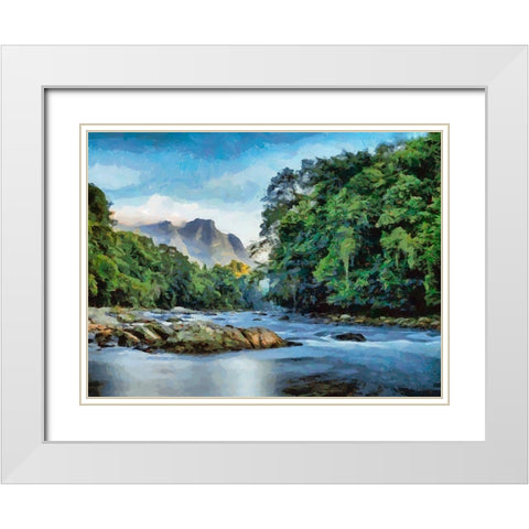 Big River White Modern Wood Framed Art Print with Double Matting by Medeiros, Celito