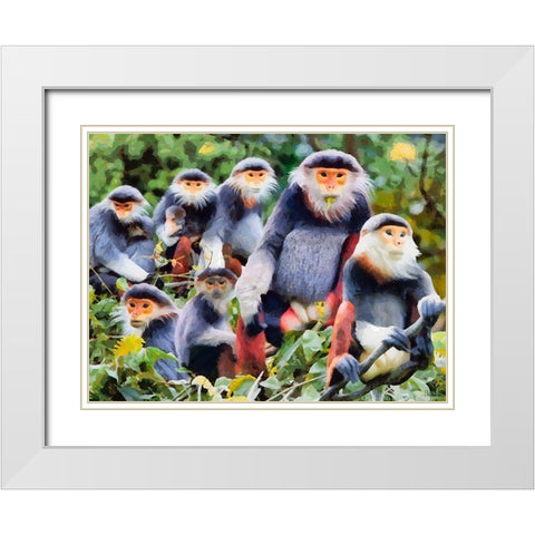 Monkies II White Modern Wood Framed Art Print with Double Matting by Medeiros, Celito