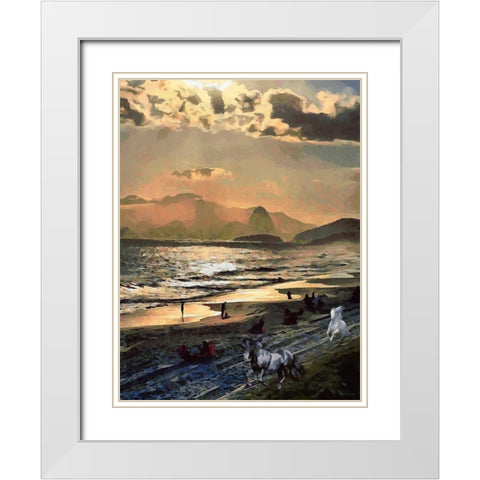 Evening near Rio White Modern Wood Framed Art Print with Double Matting by Medeiros, Celito