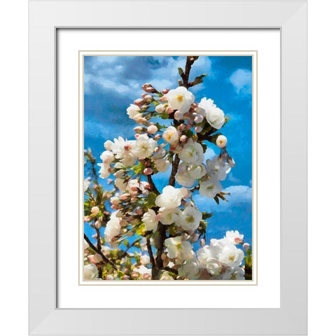 Blooming Apple Branche White Modern Wood Framed Art Print with Double Matting by Medeiros, Celito