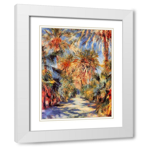 Road between Palm Trees White Modern Wood Framed Art Print with Double Matting by Medeiros, Celito