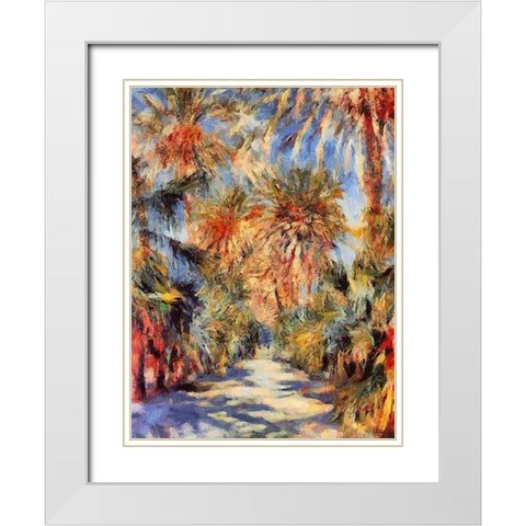 Road between Palm Trees White Modern Wood Framed Art Print with Double Matting by Medeiros, Celito