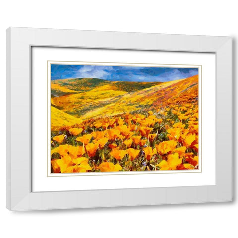 Yellow Meadow V White Modern Wood Framed Art Print with Double Matting by Medeiros, Celito