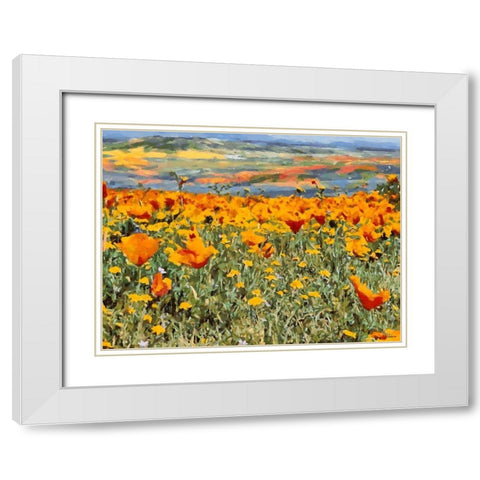 Yellow Meadow VI White Modern Wood Framed Art Print with Double Matting by Medeiros, Celito