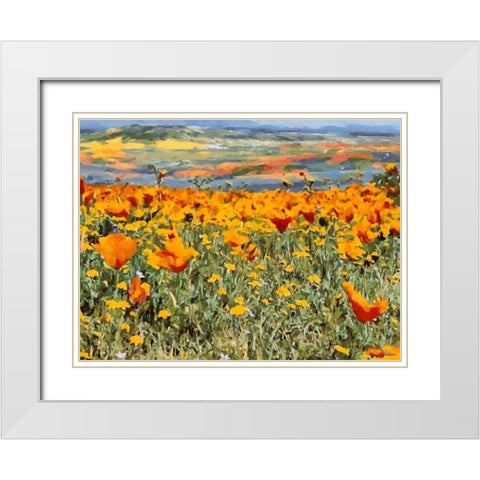 Yellow Meadow VI White Modern Wood Framed Art Print with Double Matting by Medeiros, Celito