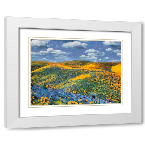Yellow Meadow VII White Modern Wood Framed Art Print with Double Matting by Medeiros, Celito