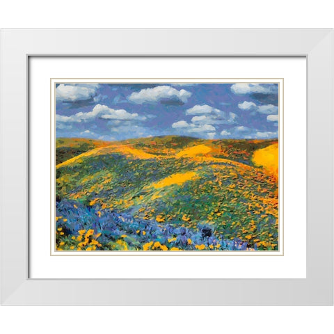 Yellow Meadow VII White Modern Wood Framed Art Print with Double Matting by Medeiros, Celito