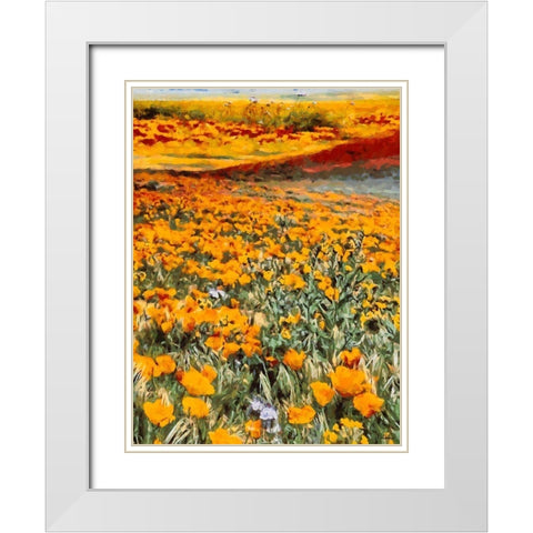 Yellow Meadow VIII White Modern Wood Framed Art Print with Double Matting by Medeiros, Celito