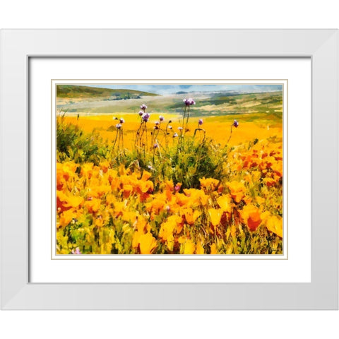 Yellow Meadow IX White Modern Wood Framed Art Print with Double Matting by Medeiros, Celito