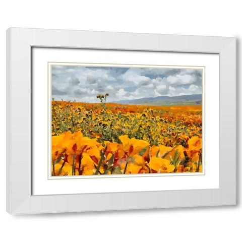 Yellow Meadow XI White Modern Wood Framed Art Print with Double Matting by Medeiros, Celito