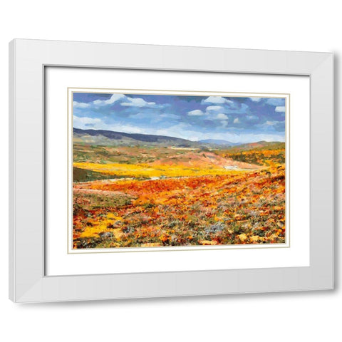 Yellow Meadow XII White Modern Wood Framed Art Print with Double Matting by Medeiros, Celito